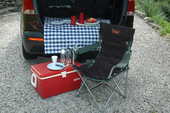 Chaheati heated seat cover is a perfect addition to a tailgate with food, coolers, and warm blankets.